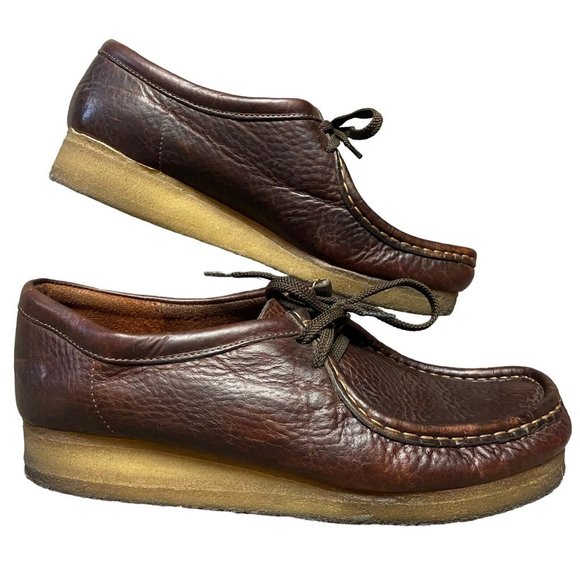 Clarks Originals Wallabee Brown Pebbled Leather Chukka Desert Shoes Mens Size 9M